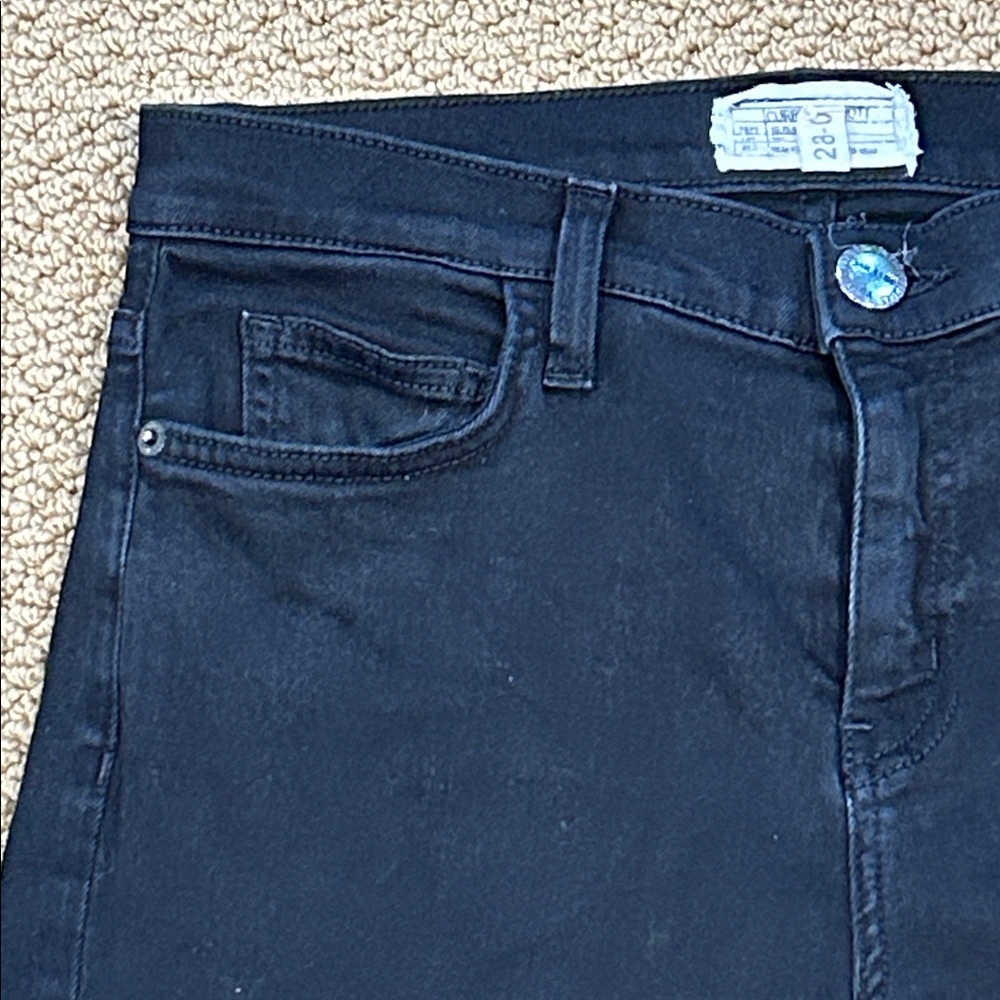 Current Elliott The High Waist Flare Jeans size 28 Black Distressed Frayed Hem - Picture 3 of 15